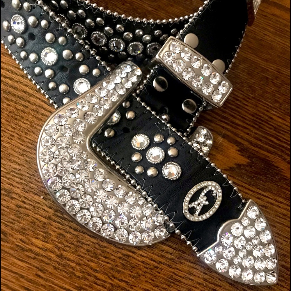 Christine Alexander Swarovski Crystal Leather Belt